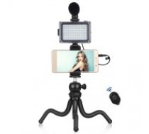 Puluz Blogging Smartphone Video Rig (LED Light, Flexible Tripod, Phone Holder, Mic) (PKT3094B)