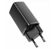 Baseus GaN CCGAN2L-B01 Tīkla Lādētājs USB / USB-C / 65W / 5A / Quick Charge 3.0 Melns (CCGAN2L-B01)