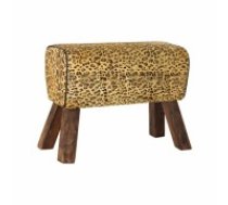 Sīkas mēbeles DKD Home Decor Melns Koks Brūns Āda Leoparda (67 x 30 x 51 cm)