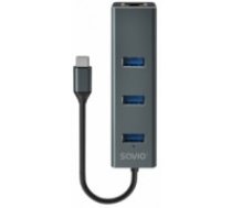 USB Centrmezgls Savio 3-port USB-C 3.1 GEN 1 hub with RJ-45 Gigabit Ethernet