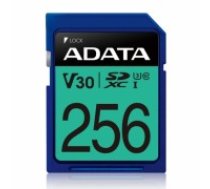 ADATA                    Premier Pro UHS-I SDXC, 256 GB, Flash memory class 10, U3, V30, 85 MB/s, 100 MB/s (ASDX256GUI3V30S-R)
