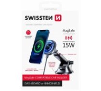 Swissten Magnētisks Automašīnas Turētājs ar Bezvadu uzlādi 15W (MagSafe compatible) (65010610)