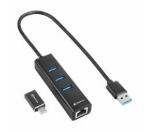 4-Port USB Hub Sharkoon Melns