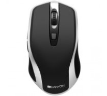 CANYON 2.4GHz Wireless Rechargeable Mouse with Pixart sensor, 6keys, Silent switch for right/left keys,Add NTCDPI: 800/1200/1600, Max. usage 50 hours for one time full charged, 300mAh Li-poly battery, Black -Silver, cable length 0.6m, 121*70*39mm, 0. (CNS