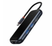 Baseus AcmeJoy 6-Port HUB Docking Station (USB-C to USB-C PD & Data | 2xUSB3.0 | USB2.0 | HDMI | RJ45) dark gray (WKJZ010013) (WKJZ010313)