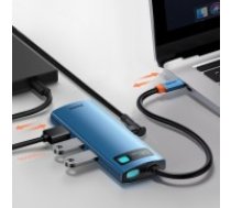 Baseus Metal Gleam 6in1 multifunctional USB Type C hub - USB Type C Power Delivery 100W | HDMI 4K 30Hz | 3x USB 3.2 Gen 1 | RJ45 1Gbps blue (WKWG000003) (WKWG000003)