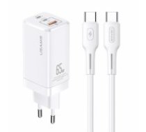 USAMS MTXLOGTC02 tīkla lādētājs USB | 2 x USB-C | 65W | 5A | Quick Charge 3.0 balts (MTXLOGTC02)