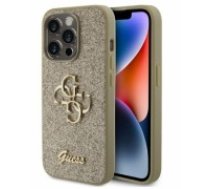 Guess          Apple          iPhone 15 Pro Fixed Glitter 4G Metal Logo Case       Gold (GUHCP15LHG4SGD)
