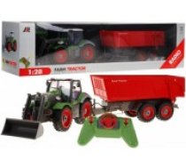 RoGer Green Lauksaimniecības traktors zaļš ar sarkanu piekabi 1:28 (ZRC.QY8301BG)