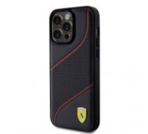 Ferrari PU Leather Perforated Slanted Line Case for iPhone 15 Pro Max Black (FEHCP15XPWAK)