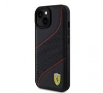 Ferrari PU Leather Perforated Slanted Line Case for iPhone 15 Black (FEHCP15SPWAK)