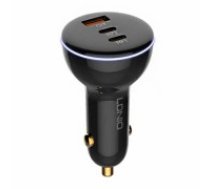 LDNIO C102 Car Charger, USB + 2x USB-C, 160W + USB-C to Lightning Cable (Black) (C102 TYPE C TO LIGHT)