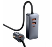 Baseus Share Together car charger with extension cord, 3x USB, USB-C, 120W (gray) (CCBT-B0G)