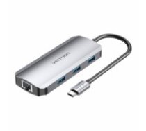 USB-C to HDMI Docking Station, 3x USB 3.0, RJ45, PD 0.15m Vention TOHHB (gray)