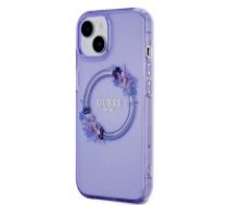 Guess PC|TPU Flowers Ring Glossy Logo MagSafe Case for iPhone 15 Purple (GUHMP15SHFWFCU)