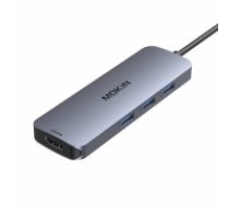 MOKiN Adapter Hub 8in1 USB-C to 2x 4K 60Hz HDMI + USB-C + USB 3.0 + SD + Micro SD (silver) (MOUC0409)