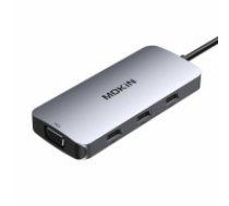 MOKiN 7in1 Adapter Hub USB-C to 2x HDMI + 3x USB 2.0 + DP + VGA (silver) (MOUC0507)