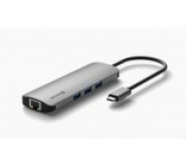 Swissten USB-C Sadalītājs 8in1 ar 3X USB 3.0 | 1X USB-C Power Delivery | 1X microSD | 1X SD | 1x HDMI 4K | 1x LAN RJ45 | Alumīnija korpuss (SW-USBC-8IN1)