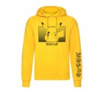 Pokemon Unisex Sporta Krekls ar Kapuci Pokémon Pikachu Katakana Dzeltens