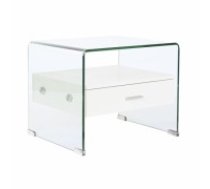 Naktsskapītis DKD Home Decor Balts Caurspīdīgs Stikls Koks MDF 50 x 40 x 45,5 cm