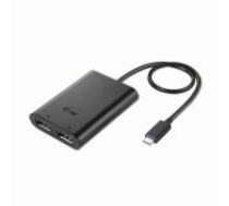 USB C uz Display Porta Adapteris i-Tec C31DUAL4KDP Melns