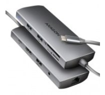 AXAGON HMC-8HLSA USB-C 3.2 Gen 1 hub, 3x USB-A + 4K/30Hz HDMI + SD/microSD, GLAN, Audio, PD 100W, 20cm USB-C cable (HMC-8HLSA)