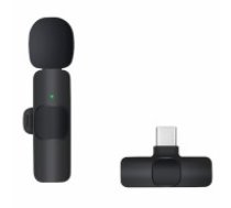 CP K8 Mini USB-C Bezvadu Telefona klipša dzidras skaņas mikrofons ar trokšnu izolāciju (5.7x1.5cm) Melns (CPK8-C)