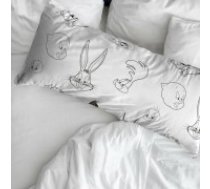 Spilvendrāna Looney Tunes Balts Melns Daudzkrāsains 45 x 110 cm 100% kokvilnas