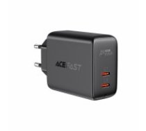 Acefast charger 2x USB Type C 40W, PPS, PD, QC 3.0, AFC, FCP black (A9 black) (A9 BLACK)
