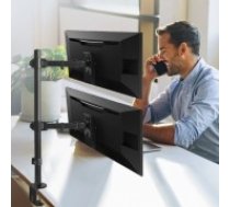 Maclean MC-967 Double Vertical Monitor Desk Mount Screen Holder max VESA 100x100, 13-27", 2x 9kg Powder Coated Tilting Rotating Adjustable (MC-967)