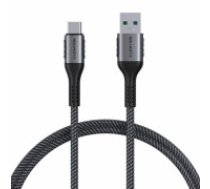 USB-A 3.1 to USB-C Fast charging cable Lention CB-ACE-6A1M, 6A, 10Gbps, 0,5m (black) (CB-ACE-6A0.5MGRY-DS)