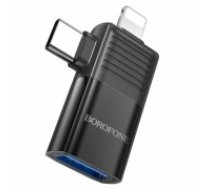 OEM Borofone Adapter BV18 - Lightning + Type C to USB - black (ADA000427)