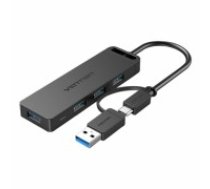 USB 3.0 4-Port Hub with USB-C and USB 3.0 2-in-1 Interface and Power Adapter Vention CHTBB 0.15m (CHTBB)
