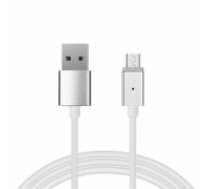 OEM Cable Magnetic Type 1 - USB to Micro USB - with detachable plug 1 Meter SILVER (blister pack) (KABAV0127)