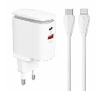 Wall charger  LDNIO A2423C USB, USB-C + USB-C - Lightning cable (A2423C TYPE C TO LIG)
