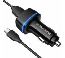 OEM Borofone Car charger BZ14 Max - 2xUSB - 2,4A with USB to Micro USB cable black (ŁAD001444)