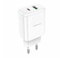 OEM Borofone Wall charger BN4 Potential - USB + Type C - QC 3.0 PD 2.0 20W white (ŁAD001377)