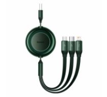 Baseus Bright Mirror 2 retractable cable 3in1 USB Type A - micro USB + Lightning + USB Type C 3.5A 1.1m green (CAMJ010006) (CAMJ010006)