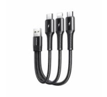 Joyroom 3in1 short USB - Lightning | USB Type C | micro USB charging cable 3,5A 15cm black (S-01530G9 LCM black) (S-01530G9 LCM BLACK)