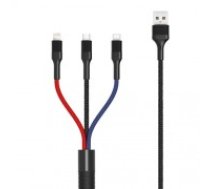 XO cable NB54 3in1 USB - Lightning + USB-C + microUSB 1,2 m 3A multicolor (NB54)