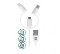 Forever 3in1 cable USB - Lightning + USB-C + microUSB 1,0 m 1,5A white (T_01625)