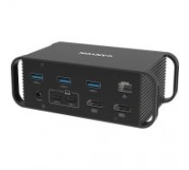 CANYON HDS-95ST, Multiport Docking Station with 14 ports ,with Type C female *4  ,USB3.0*2,USB2.0*2,RJ45*1,HDMI*2,SD card slot,Audio 3.5 audio*1Input 100-240V/100W AC port, Output USB-C PD 60W * 1, Dual USB C cables length 1.0m 20V3A, , 140*75*49mm, (CNS-