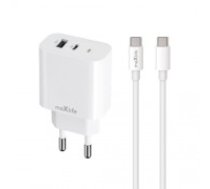 Maxlife MXTC-06-20AC PD QC charger 1x USB-C 1x USB 20W white + USB-C - USB-C cable 20W (OEM0101312)