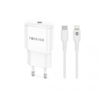 Forever TC-01-20AC PD QC charger 1x USB-C 1x USB 20W white + USB-C - Lightning cable 20W (GSM180748)
