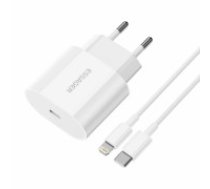 Charger USB-C 20W Essager with USB-C to Lightning cable (white) (EFJB02-XBL02-T)