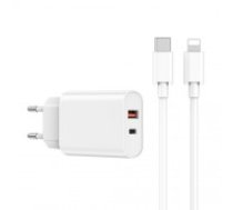 WIWU wall charger Wi-U002 PD + QC 20W 1x USB 1x USB-C white + cable USB-C - Lightning (WI-U002WHUCL)