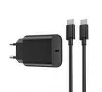 WIWU wall charger Wi-U001 PD 20W 1x USB-C black + cable USB-C - USB-C (WI-U001BKUC)