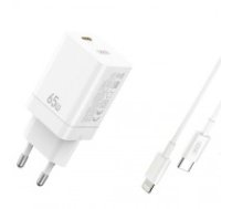 XO wall charger CE10 PD 65W 1x USB-C white + USB-C - Lightning cable (CE10WHUCL)