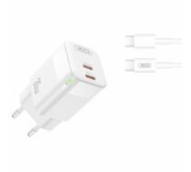 XO wall charger CE07 PD 35W 2x USB-C white + USB-C - USB-C cable (CE07UC)