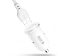 XO car charger TZ08 2x USB 2,1A white + microUSB cable (TZ08WHMU)